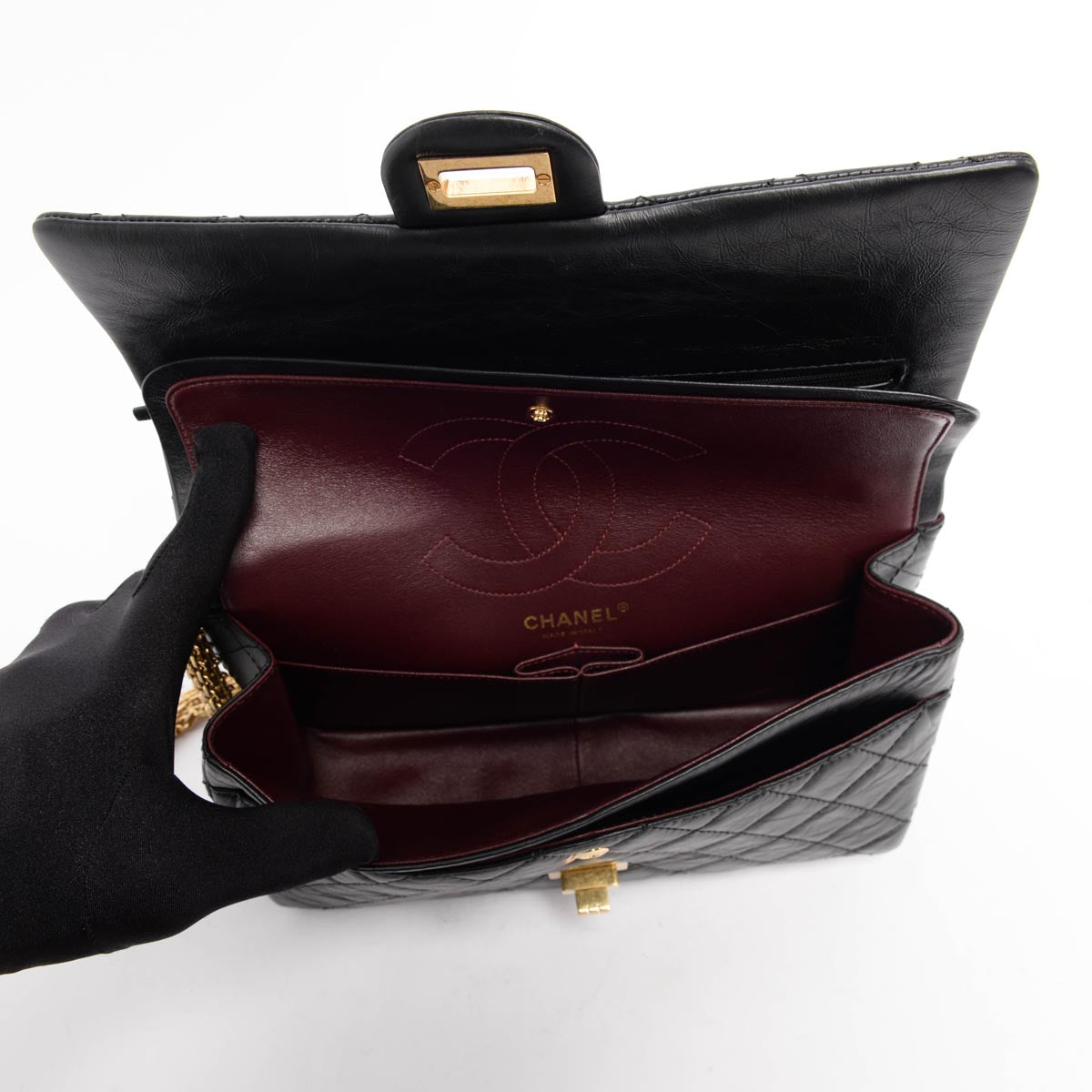 Chanel Black Aged Calfskin 2.55 Reissue 226 Flap Bag