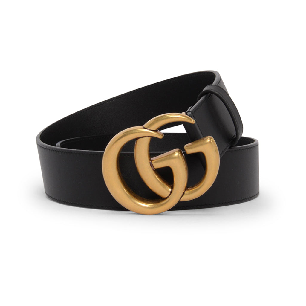Gucci Black Calfskin Wide GG Marmont Belt