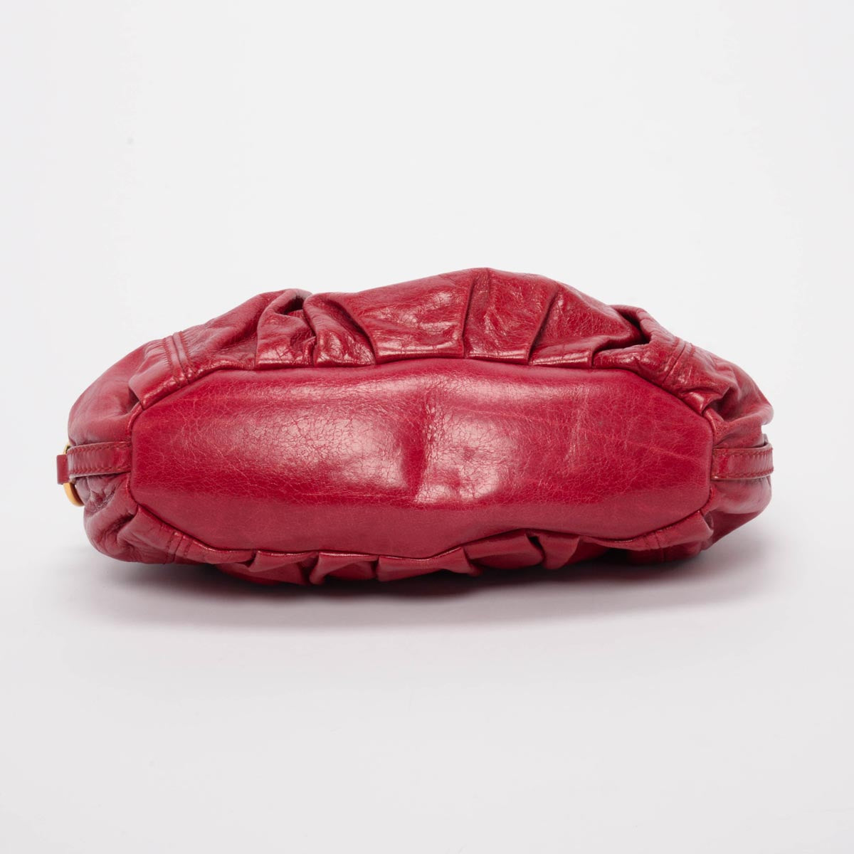 Miu Miu Red Vitello Pleated Hobo Bag