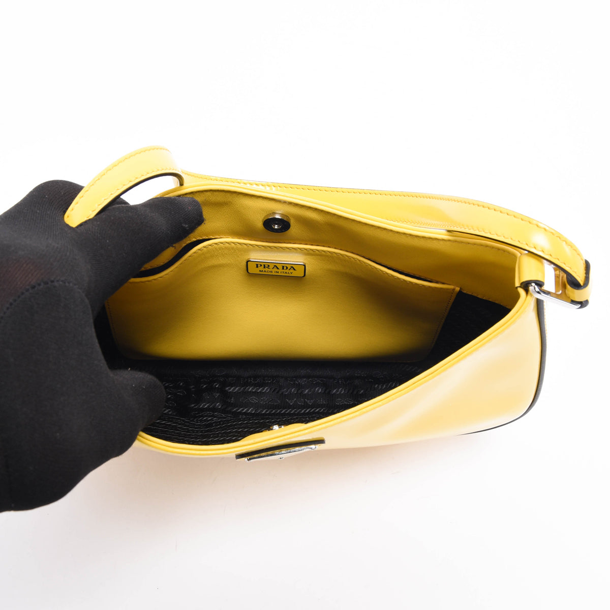 Prada Yellow Brushed Calfskin Cleo Shoulder Bag