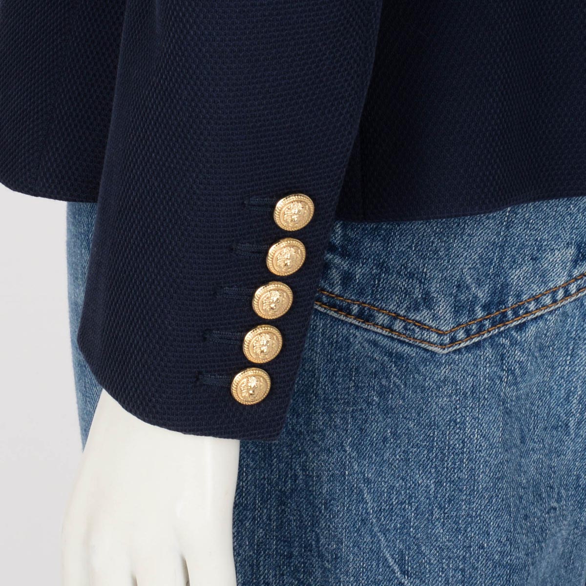 Balmain Navy Cotton Pique Classic DB Blazer FR 44