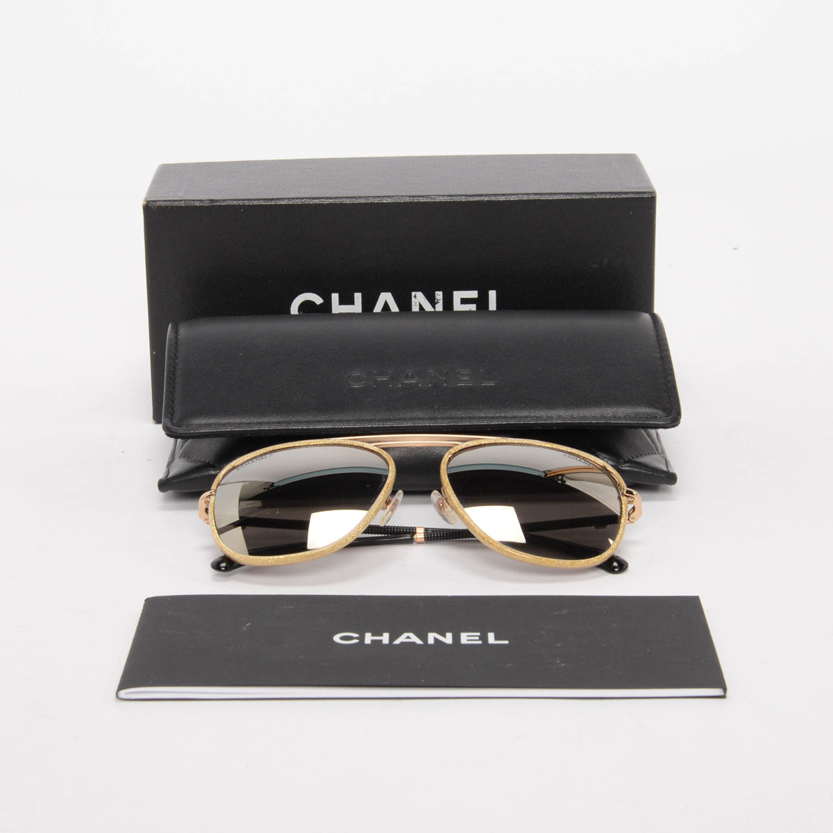 Chanel Gold Aviator Sunglasses