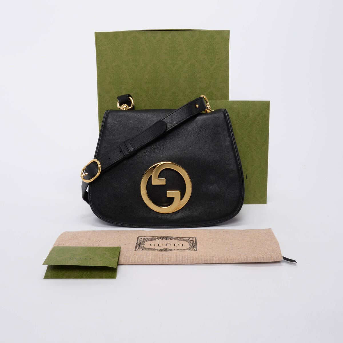 Gucci Black Roxy Calfskin Blondie Medium Shoulder Bag