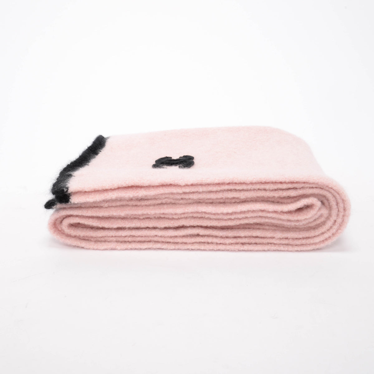 Chanel Pink & Black Cashmere Knit CC Scarf