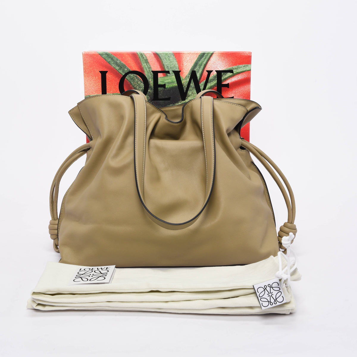 Loewe Clay Green Nappa Calfskin Large Flamenco Clutch