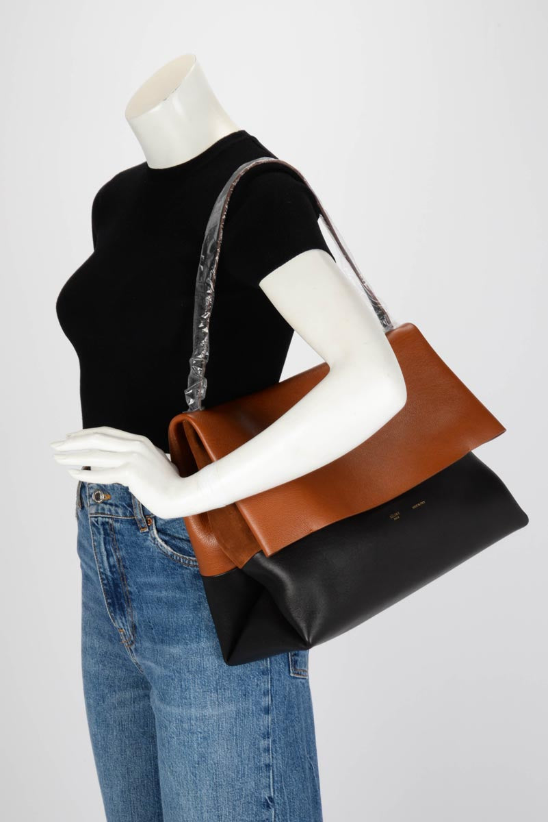 Celine Tan & Black Calfskin All Soft Shoulder Bag