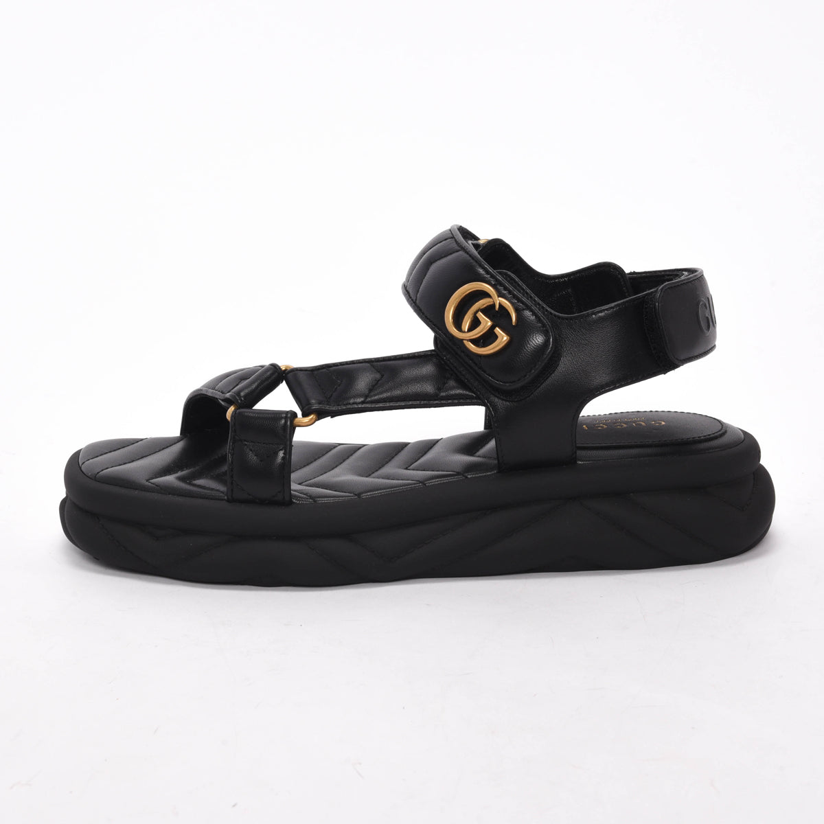 Gucci Black Matelasse GG Marmont Sandals 37.5