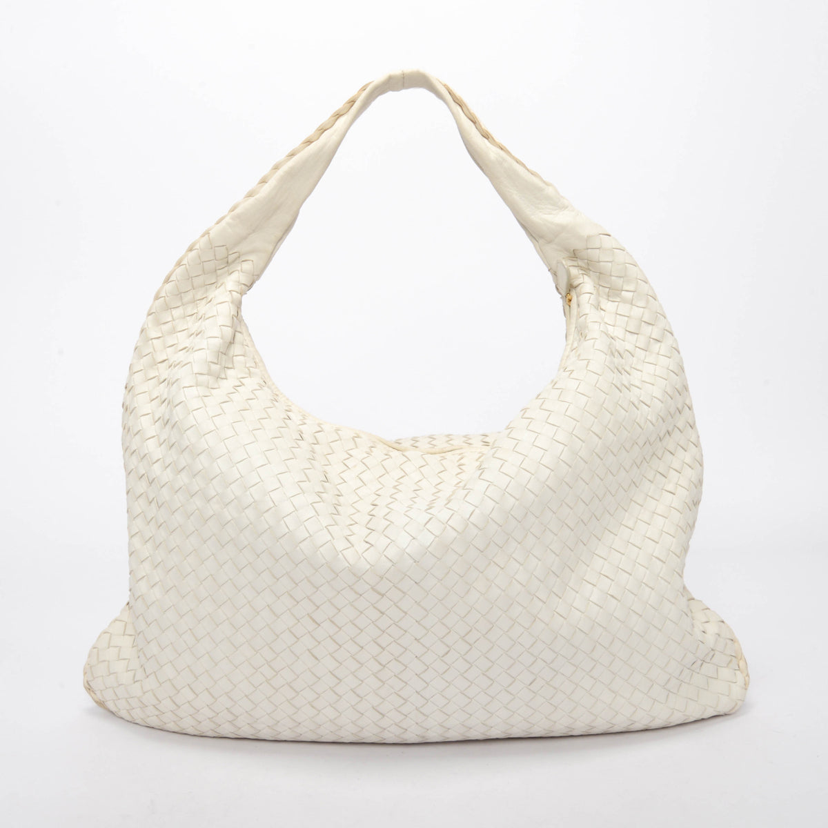 Bottega Veneta White Nappa Intrecciato Maxi Veneta Hobo