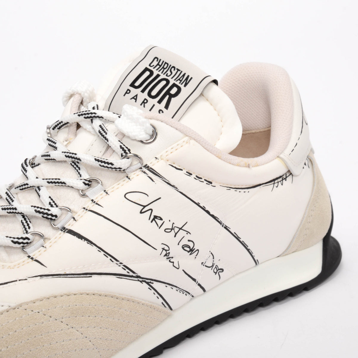 Dior White Calfskin & Suede D-Sketch Sneakers 38