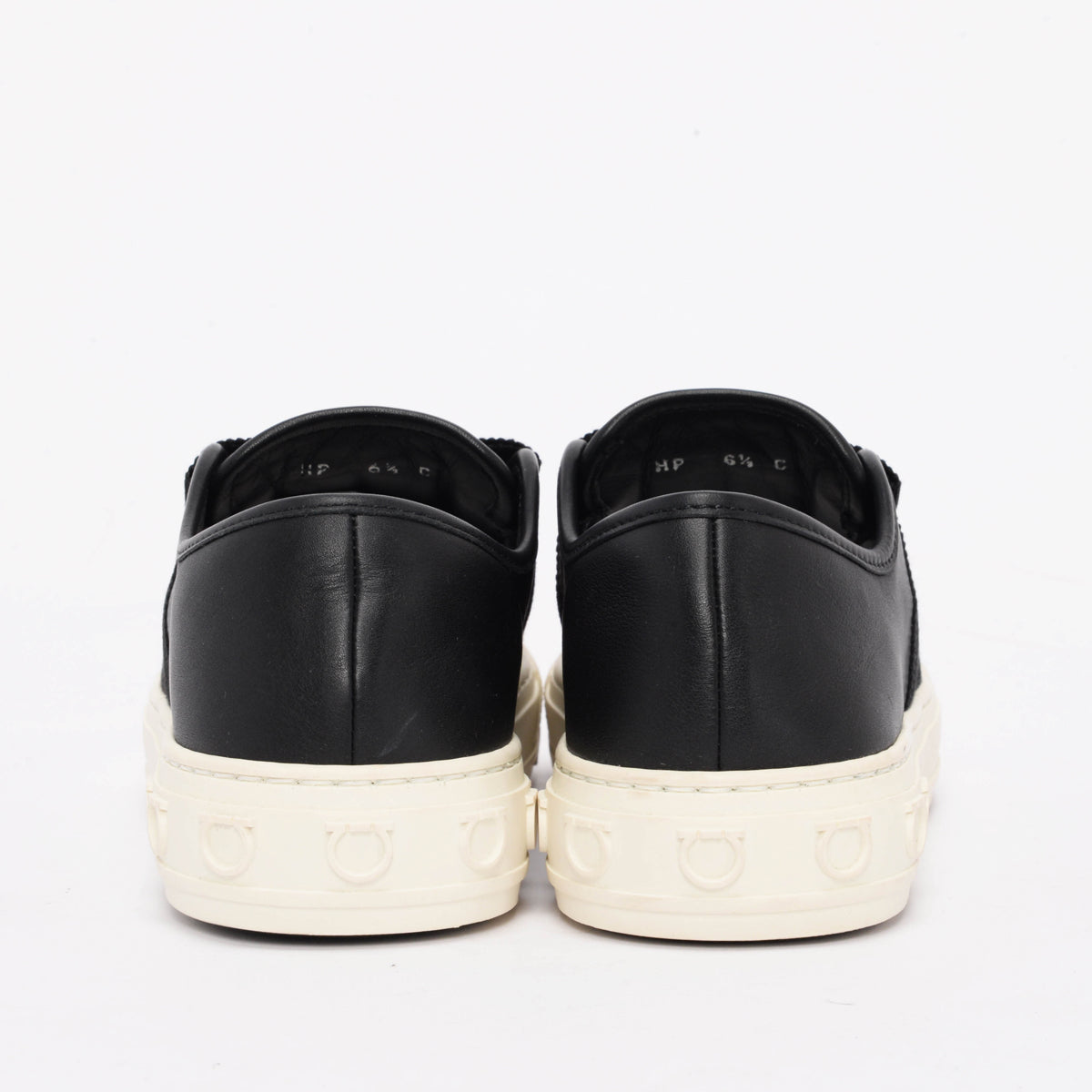Ferragamo Black Calfskin Nataly Vara Bow Sneakers 6.5