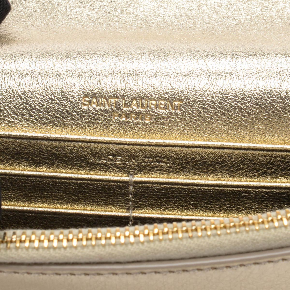 Saint Laurent Gold Calfskin Envelope Chain Wallet Clutch
