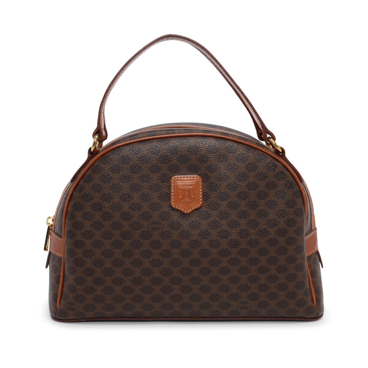 Celine Vintage Tan Macadam Canvas Bowling Bag