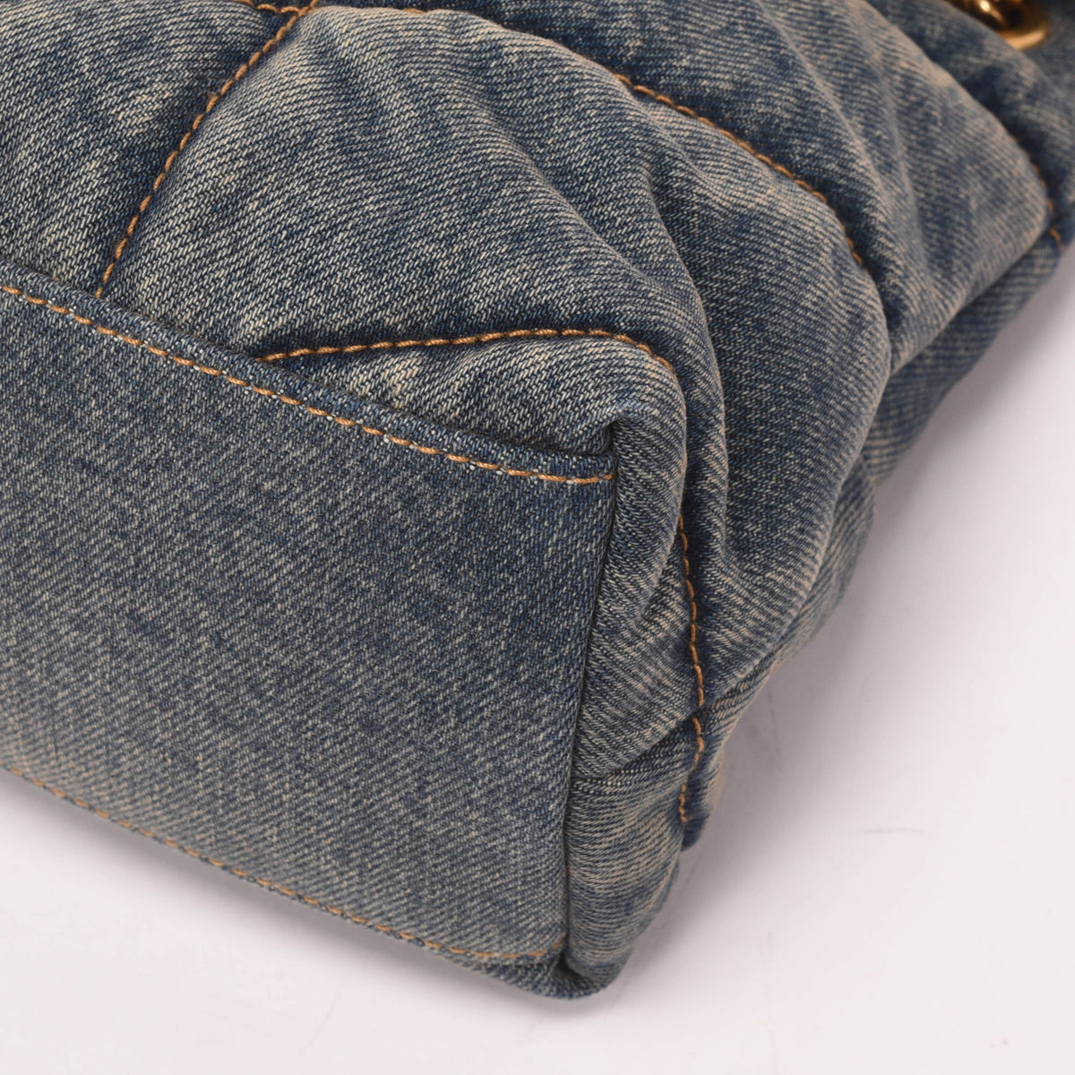 Saint Laurent Washed Blue Denim Small Puffer Lou Bag