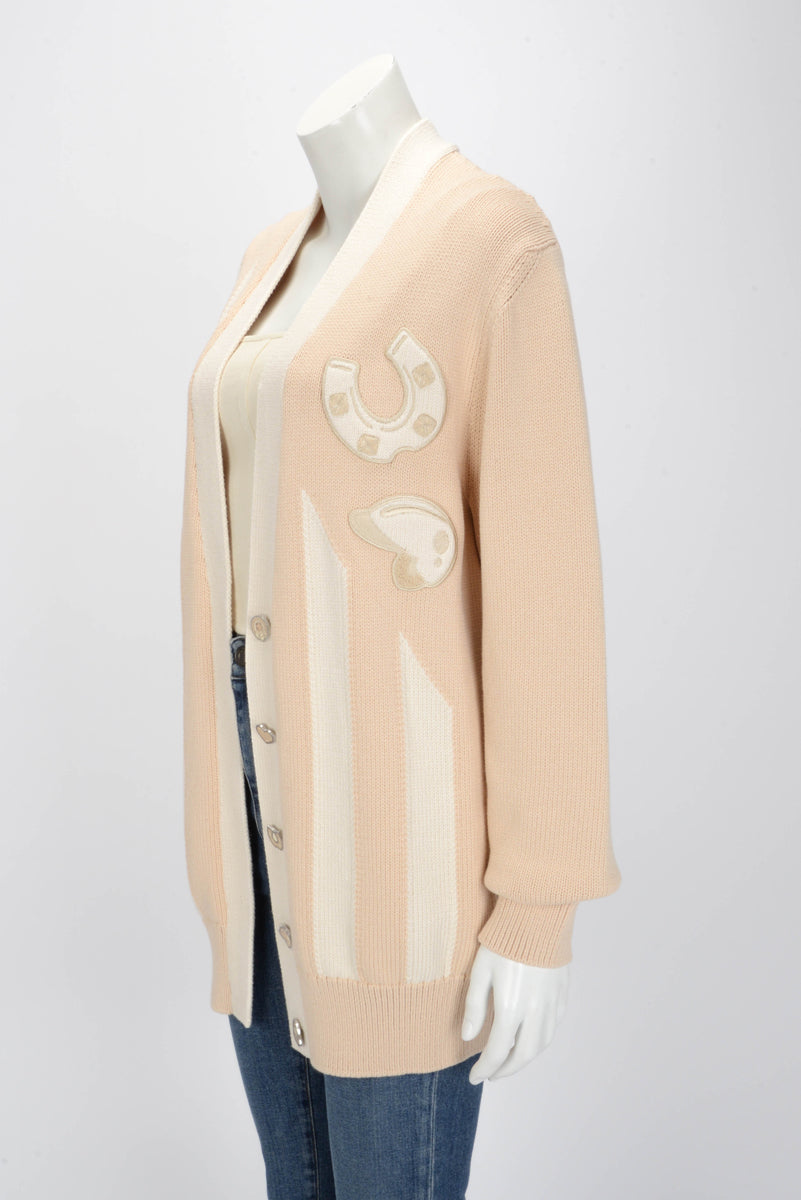 Hermes Blanc Nature Knit Candy Libris Cardigan FR 36