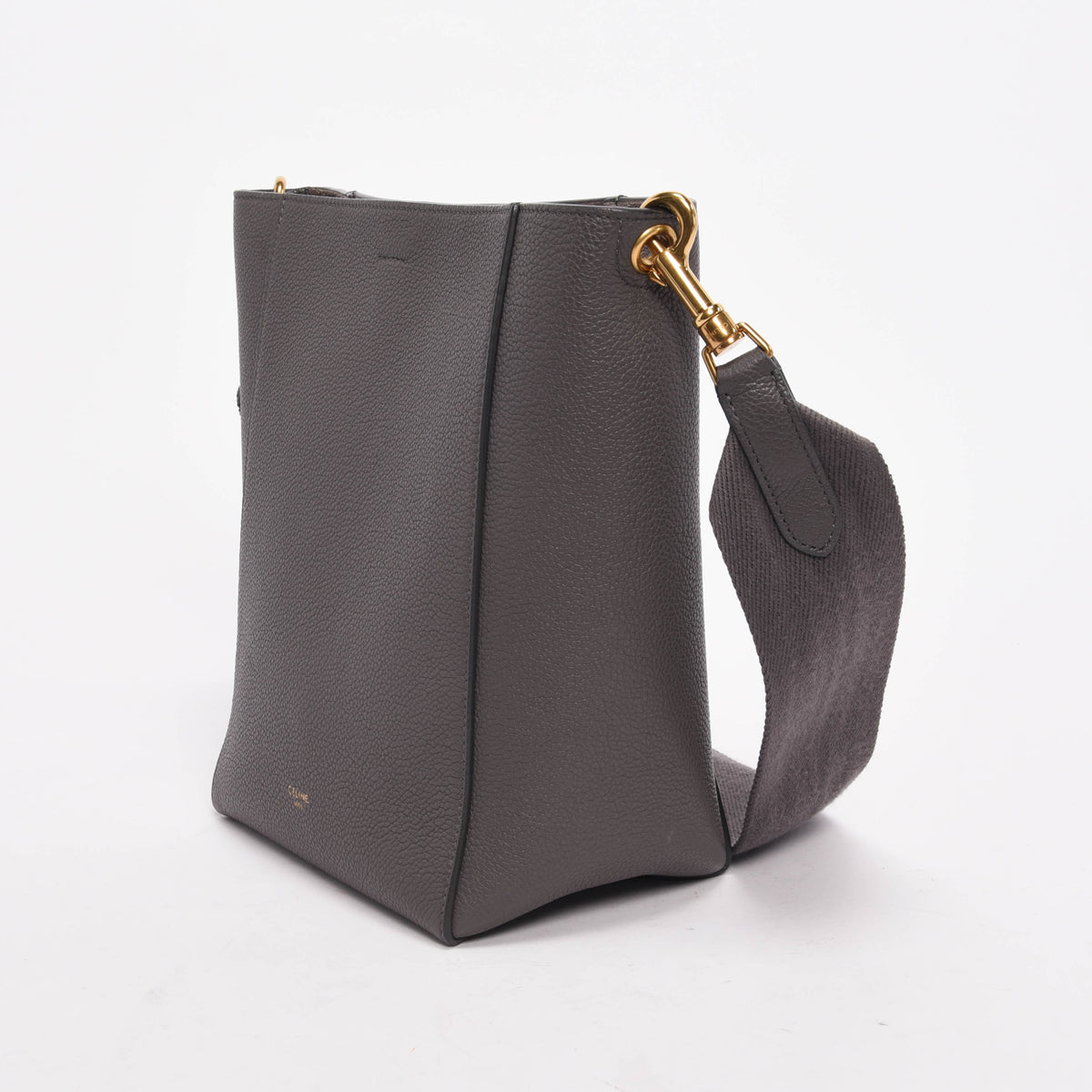 Celine Dark Grey Grained Calfskin Small Sangle Shoulder Bag