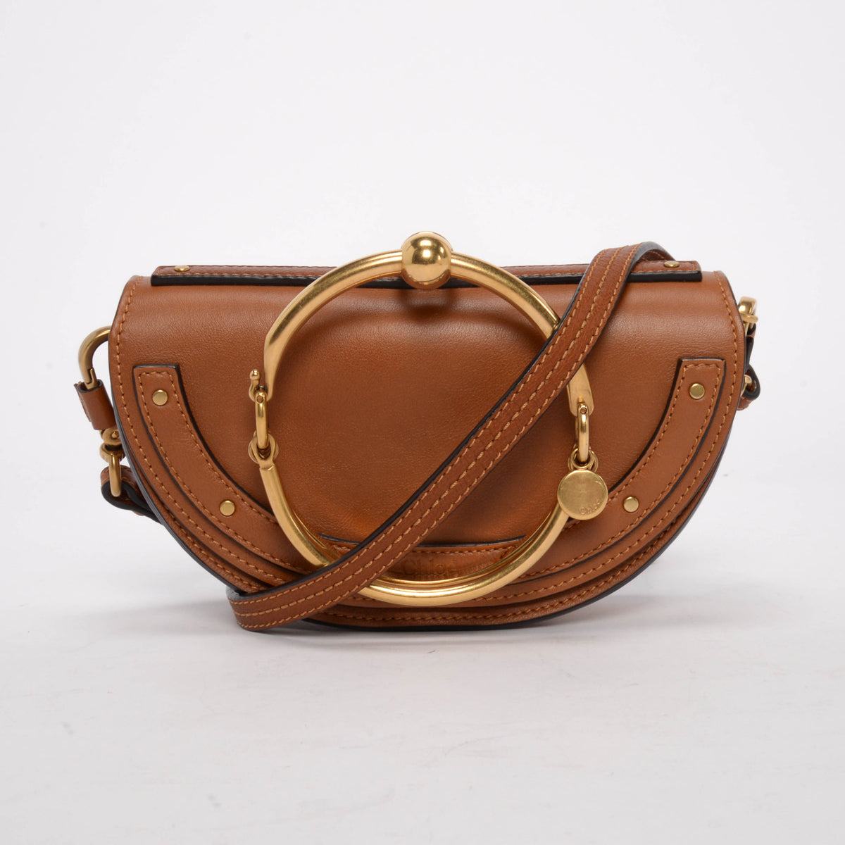 Chloe Tan Calfskin Nile Minaudiere Bracelet Bag