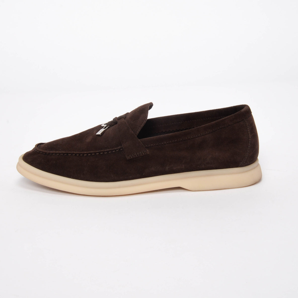 Loro Piana Chocolate Suede Summer Charms Walk Loafers 38