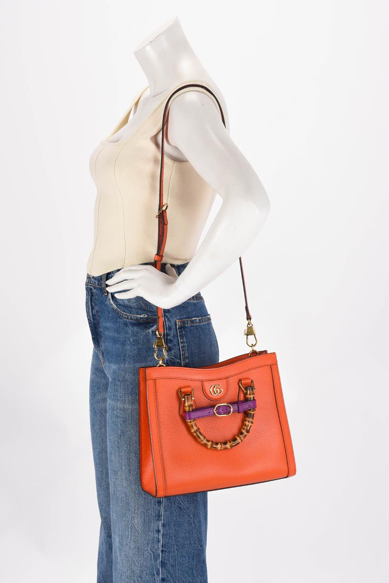 Gucci Orange Grained Leather Medium Diana Bag