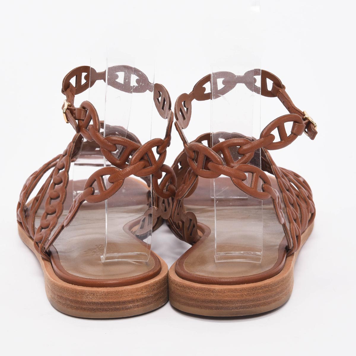 Hermes Brown Nappa Chaine d'Ancre Kalliste Sandals 40