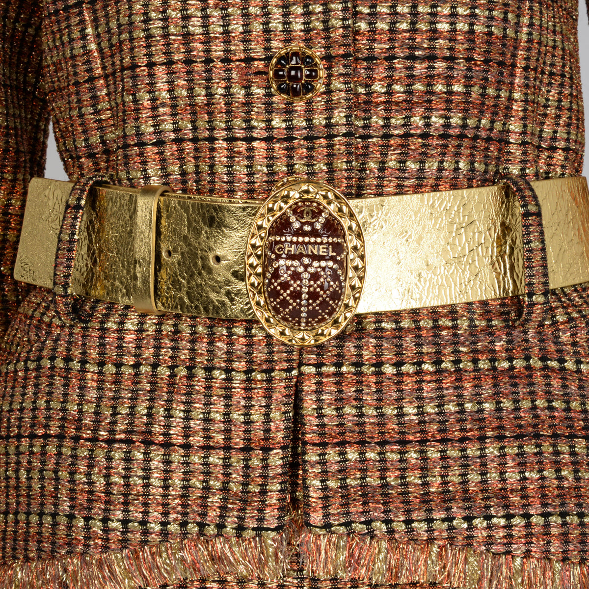 Chanel Metallic Tweed Paris to Egypt Skirt Suit