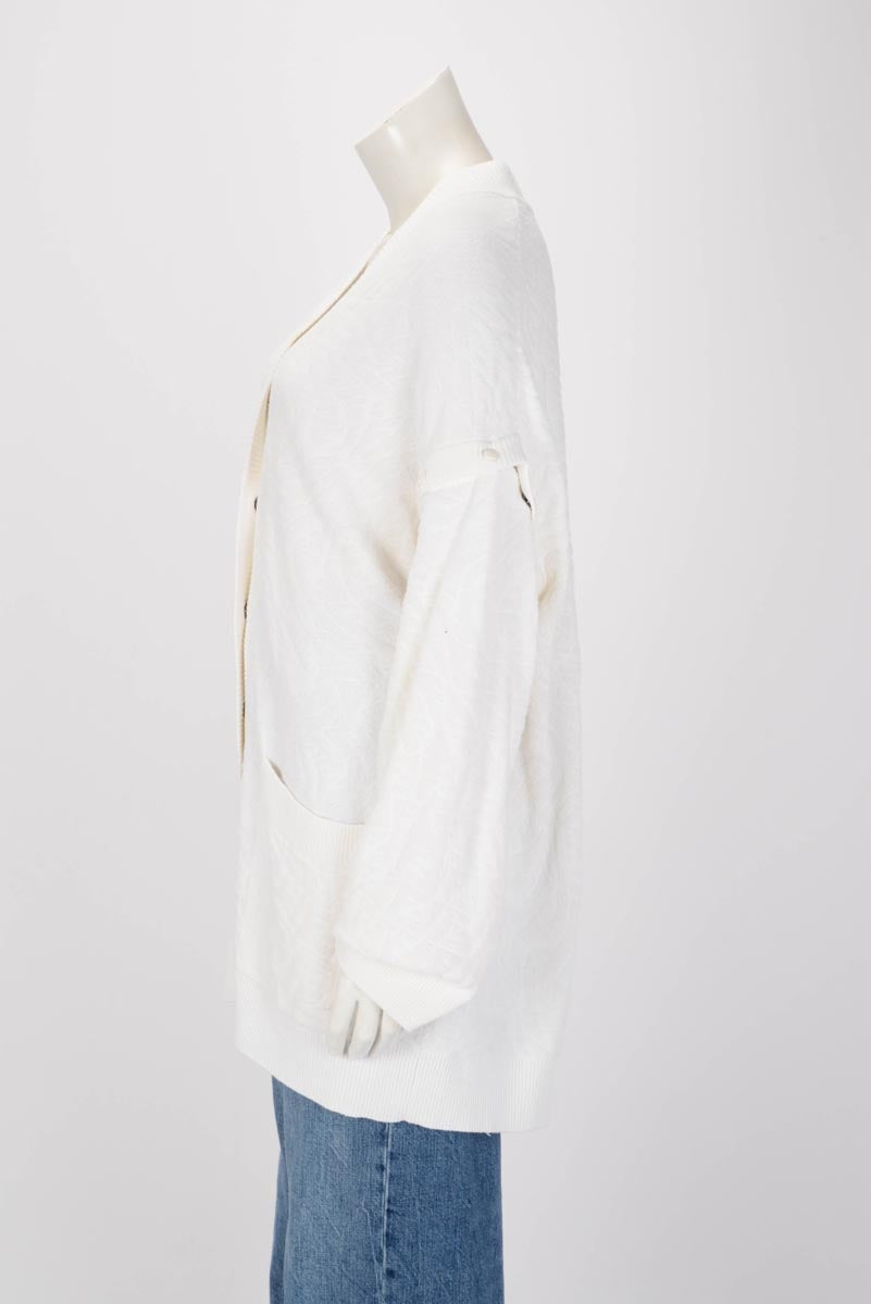 Fendi Off White FF Terry Cloth Detachable Sleeve Cardigan FR 50