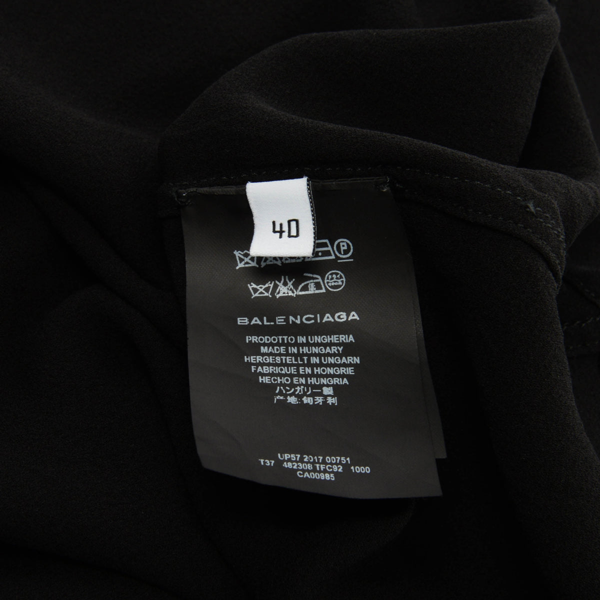 Balenciaga Black Silk Neck Tie Blouse FR 40
