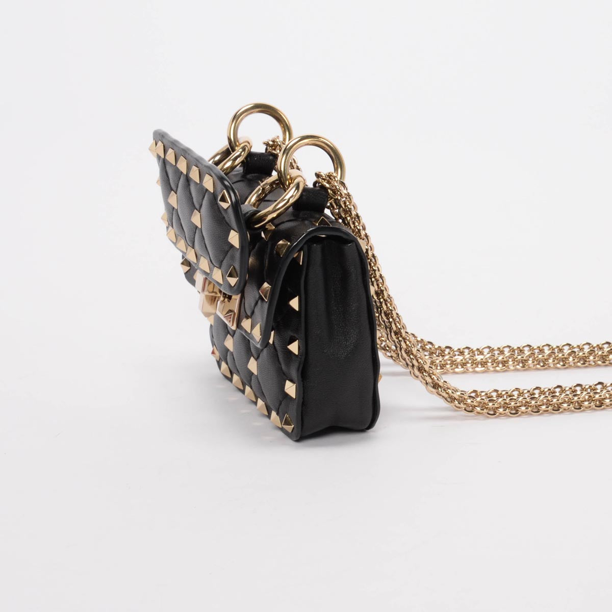 Valentino Black Nappa Leather Micro Rockstud Spike Bag
