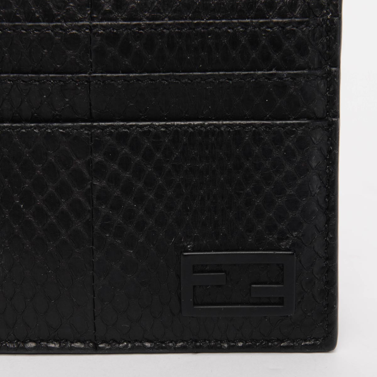 Fendi Black Snakeskin FF Card Holder
