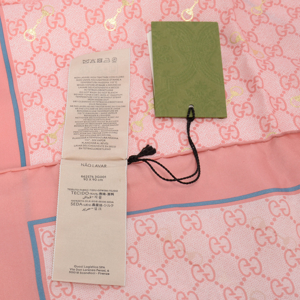 Gucci Pink Silk GG Horsebit Scarf