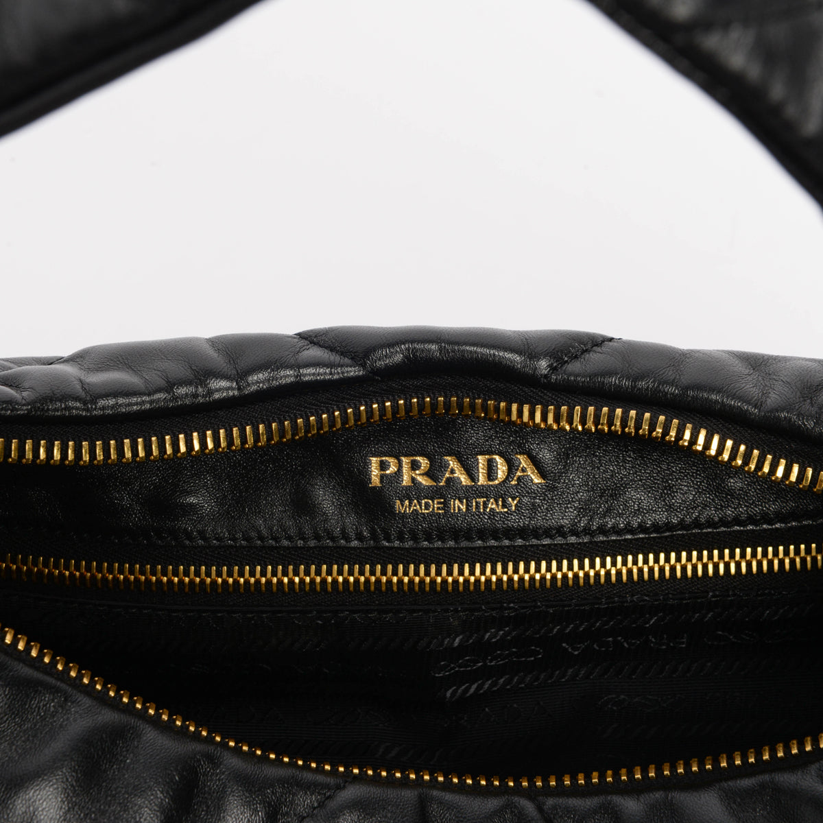 Prada Black Nappa Stitched Large Hobo Bag