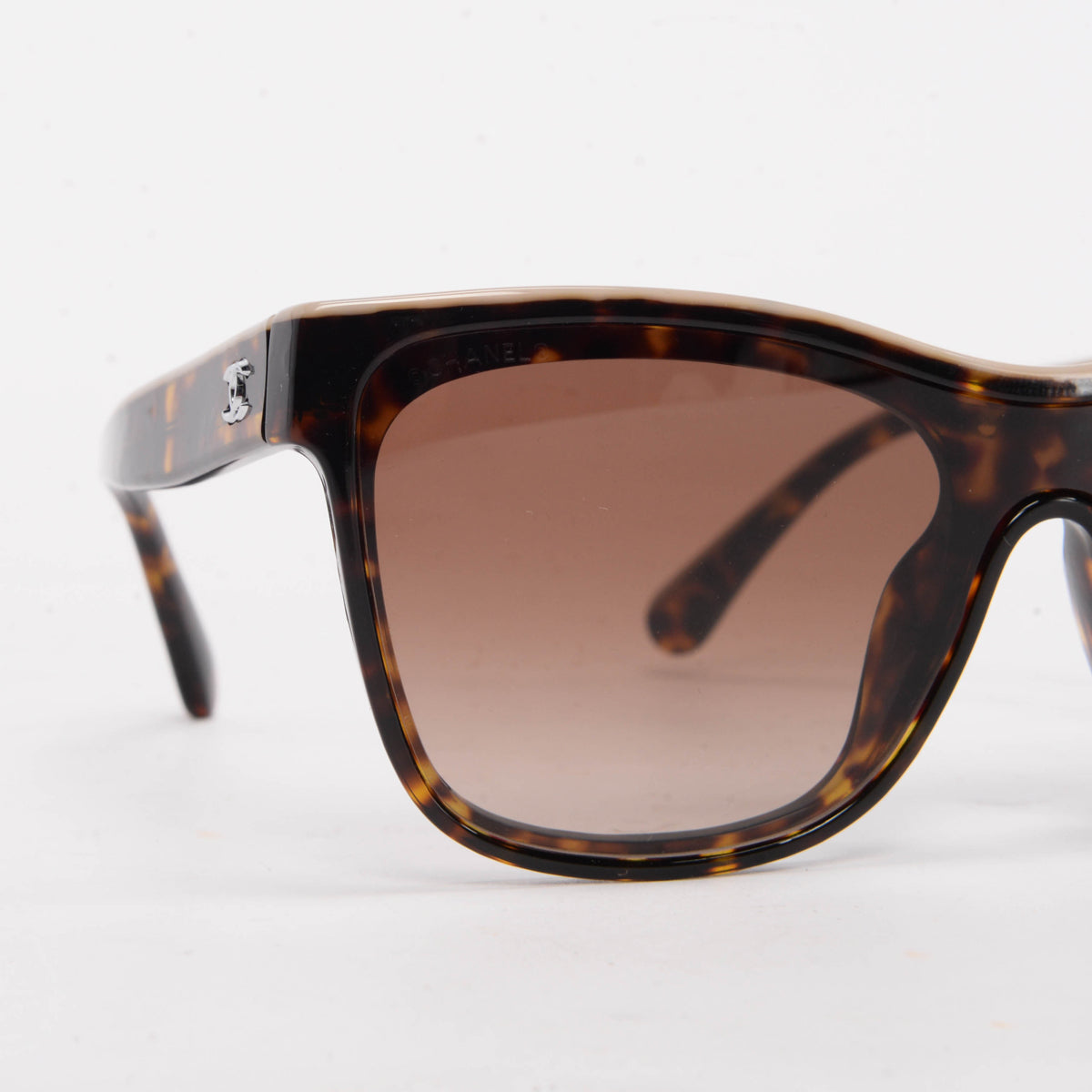 Chanel Havana Logo Shield Sunglasses