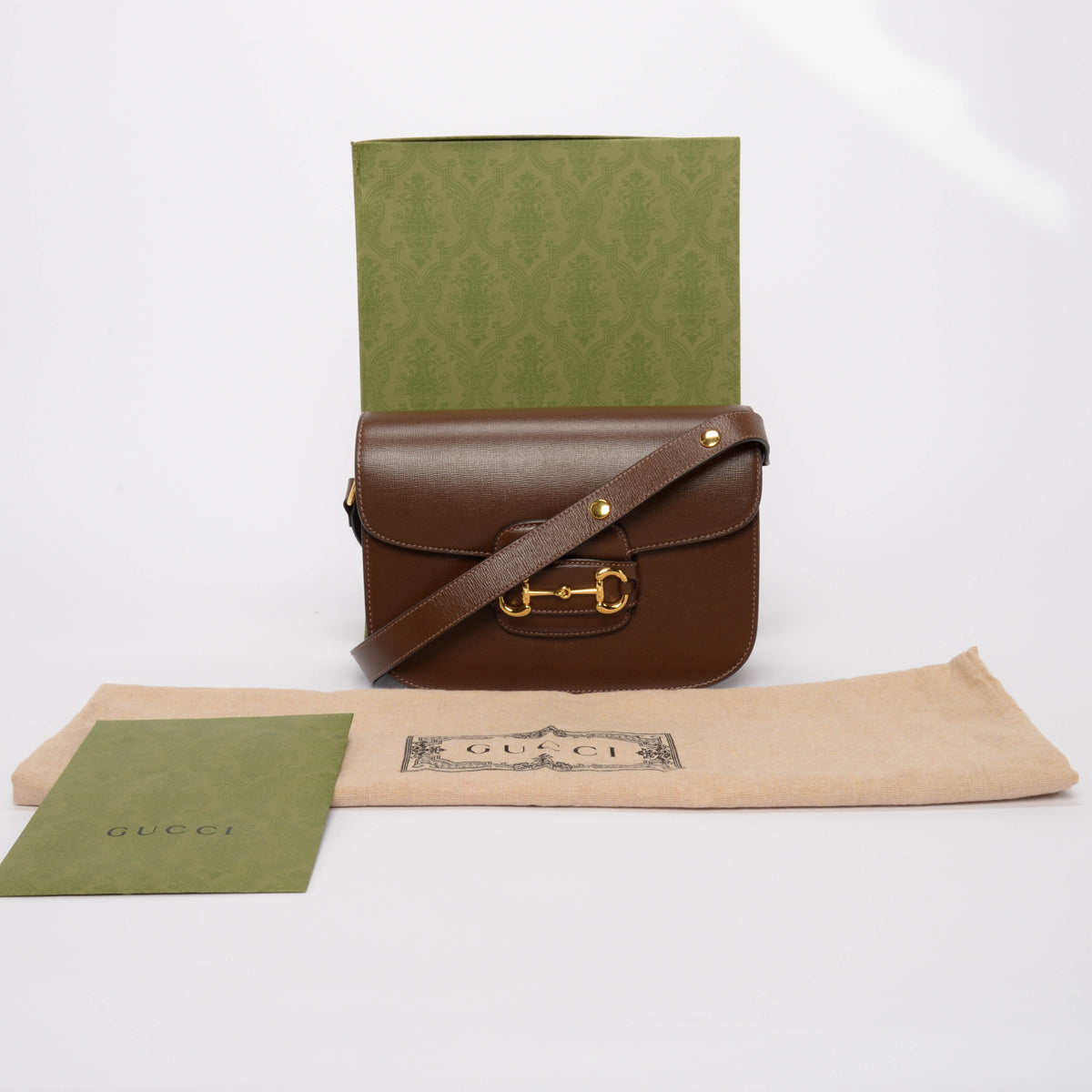 Gucci Brown Calfskin Medium Horsebit 1955 Shoulder Bag