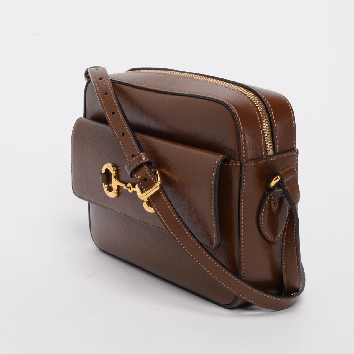 Gucci Brown Leather Horsebit 1955 Small Camera Bag