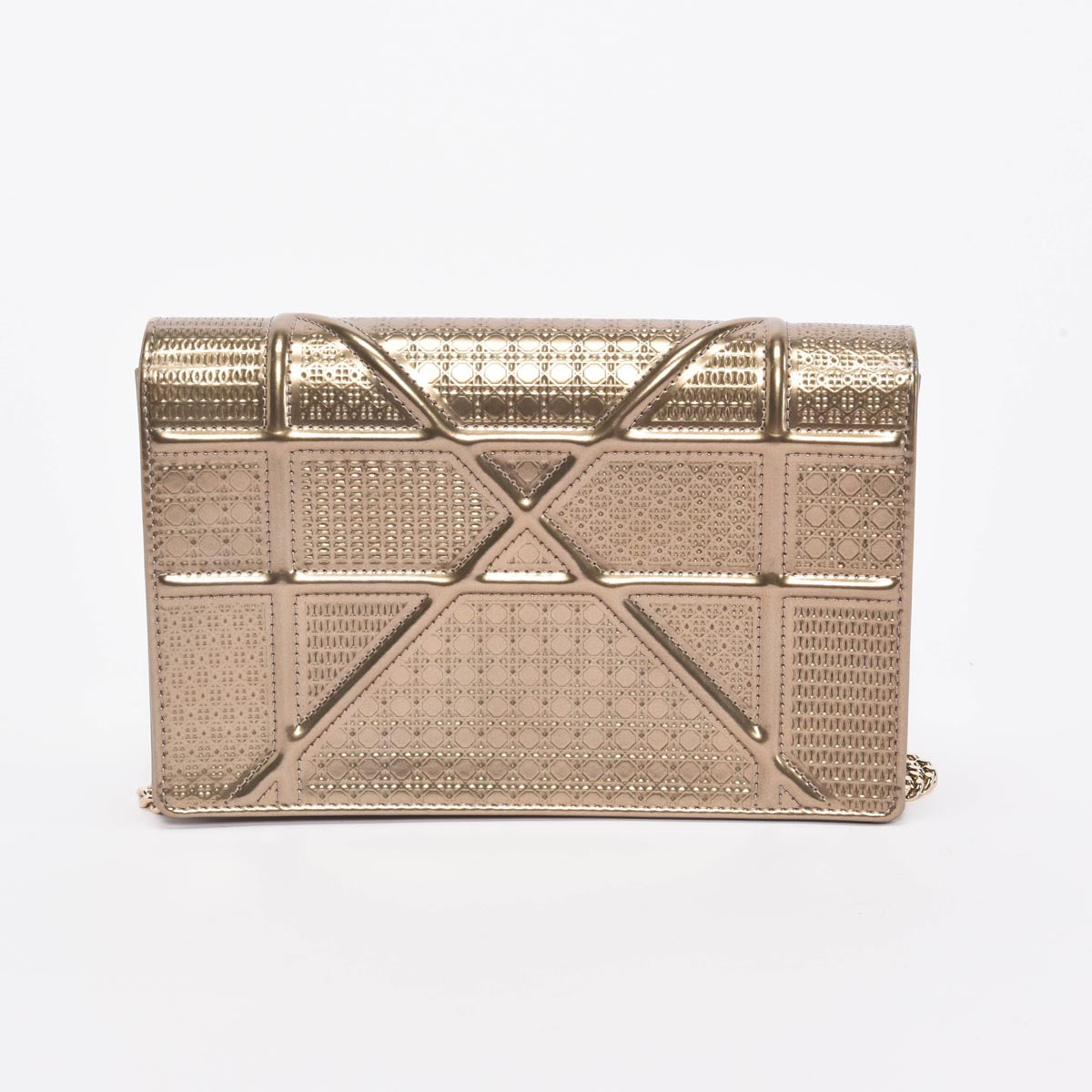 Dior Metallic Gold Micro Cannage Diorama Clutch