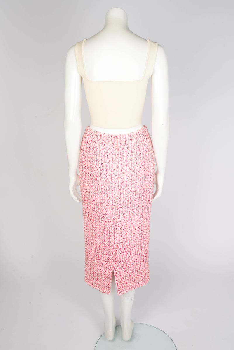 Chanel Pink & Orange Fantasy Tweed Pencil Skirt FR 38