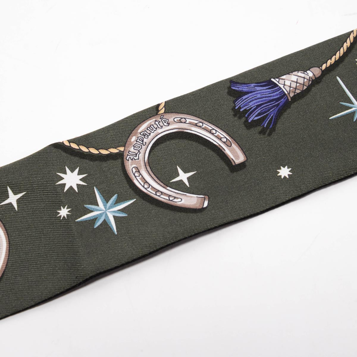 Hermes Kaki Fonce Silk C'est la Fete Twilly Set