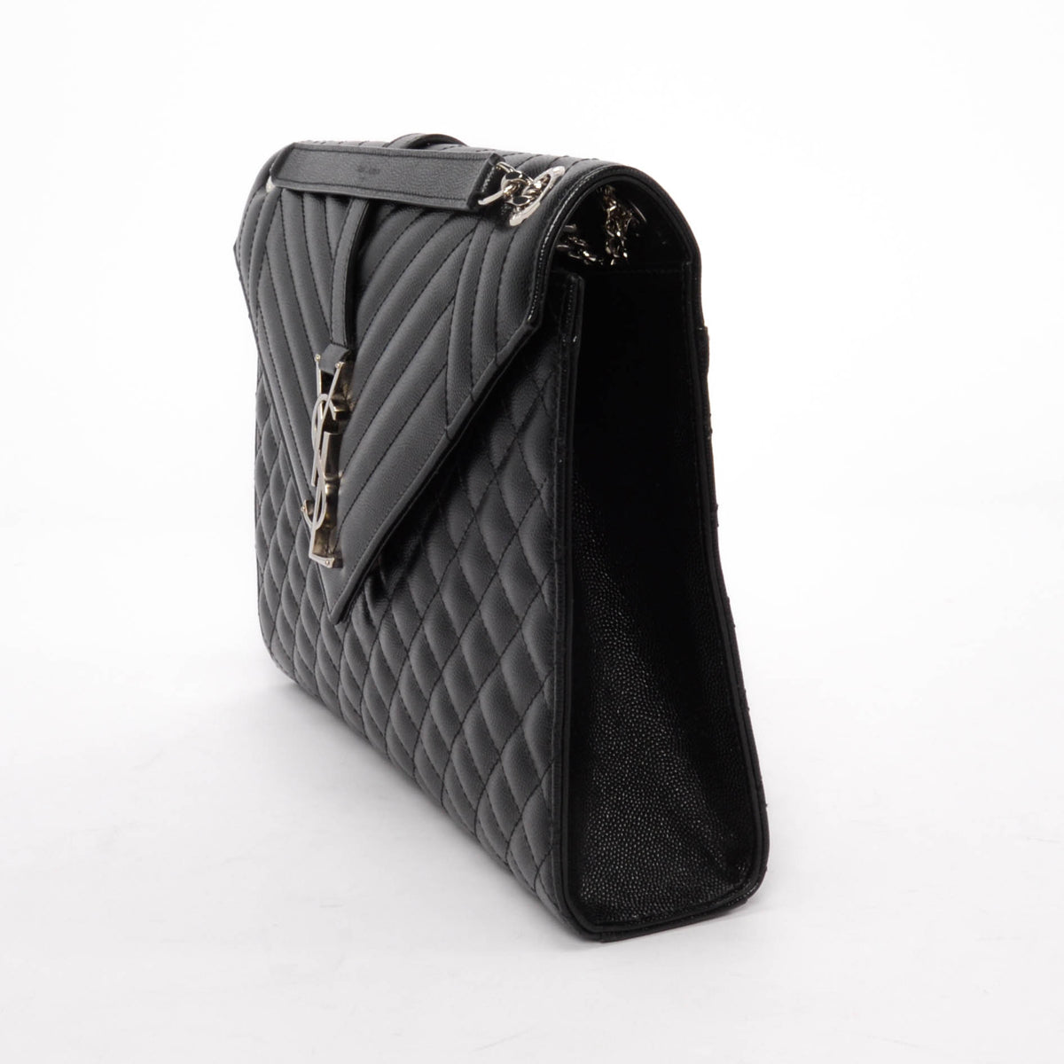 Saint Laurent Black Mix Matelasse Large Monogram Envelope Bag