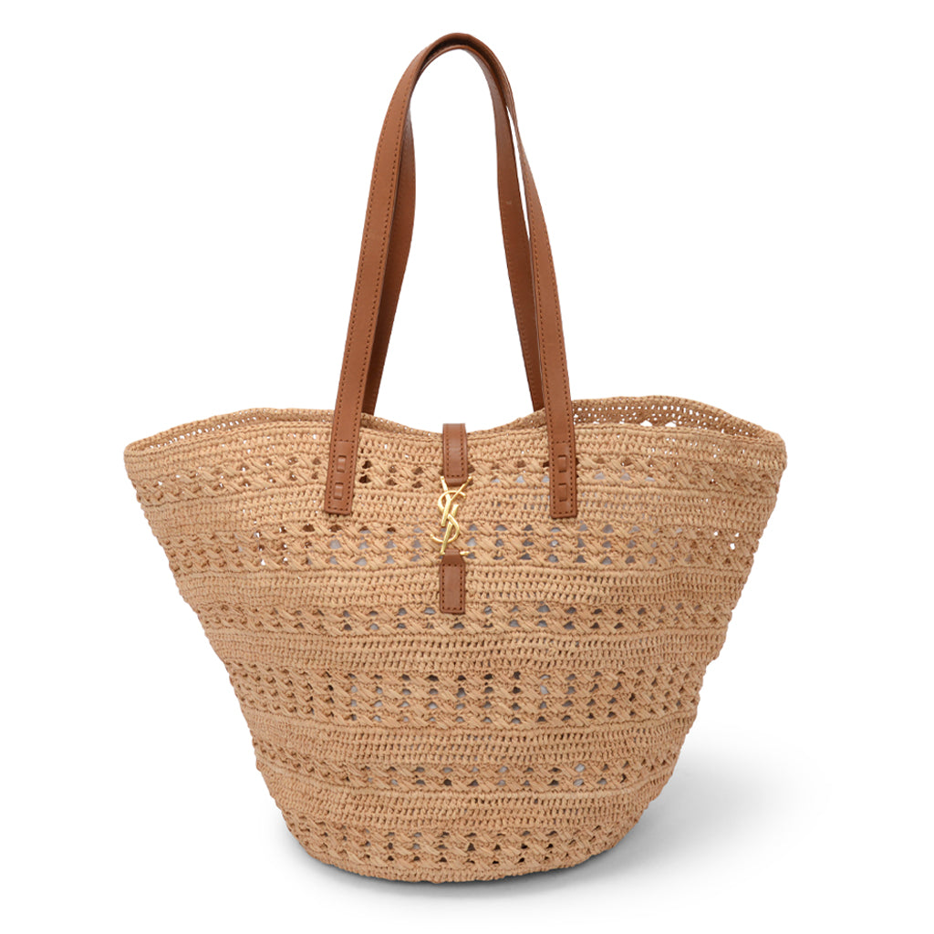 Saint Laurent Tan Raffia Medium Panier Basket Tote