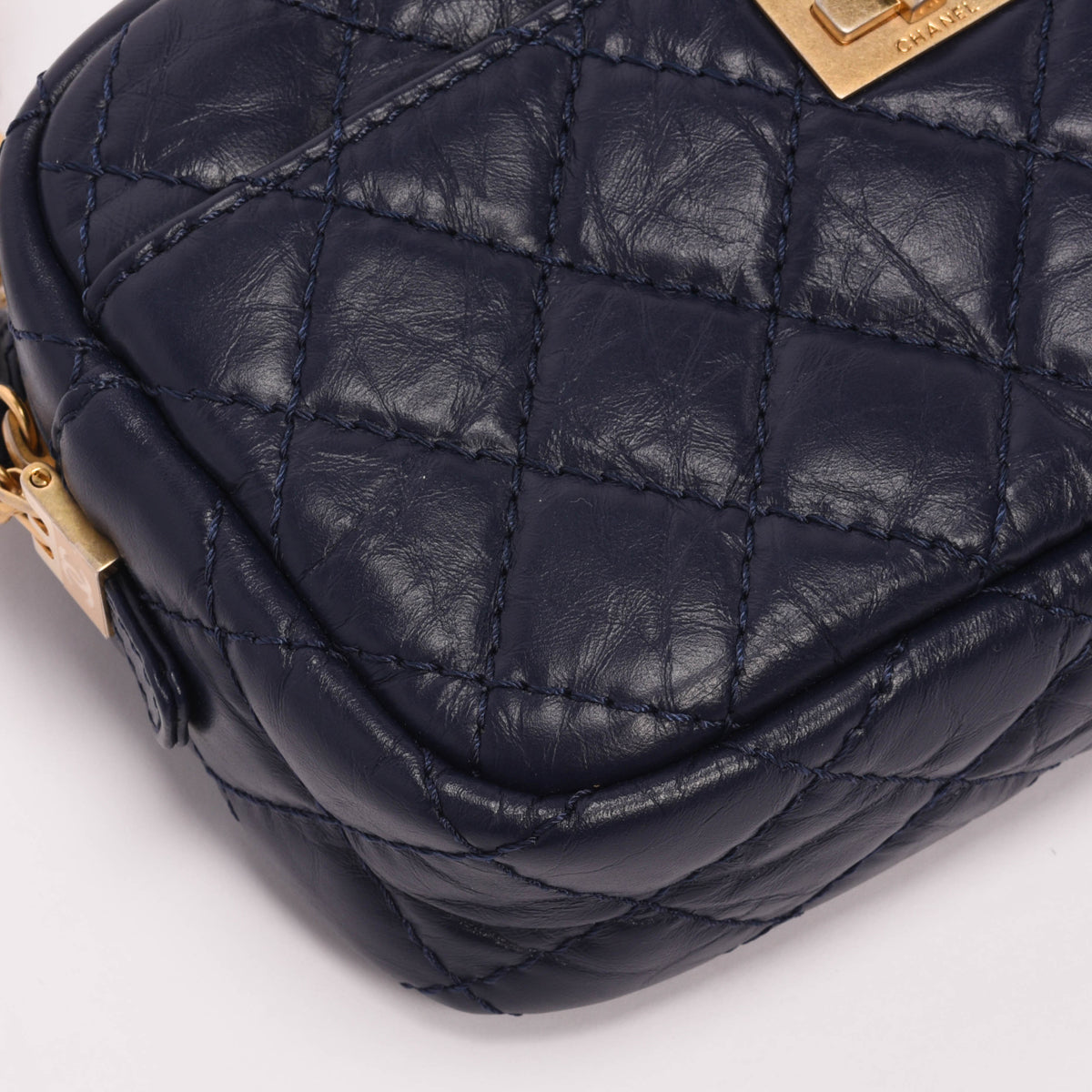 Chanel Navy Aged Quilted Calfskin Mini Reissue Camera Case