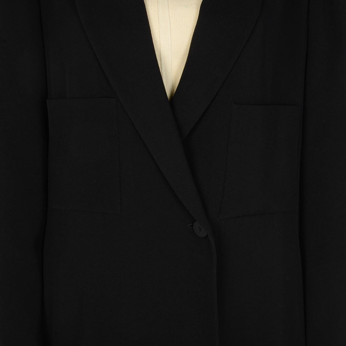 Chanel Black Wool Twill Longline Coat FR 46