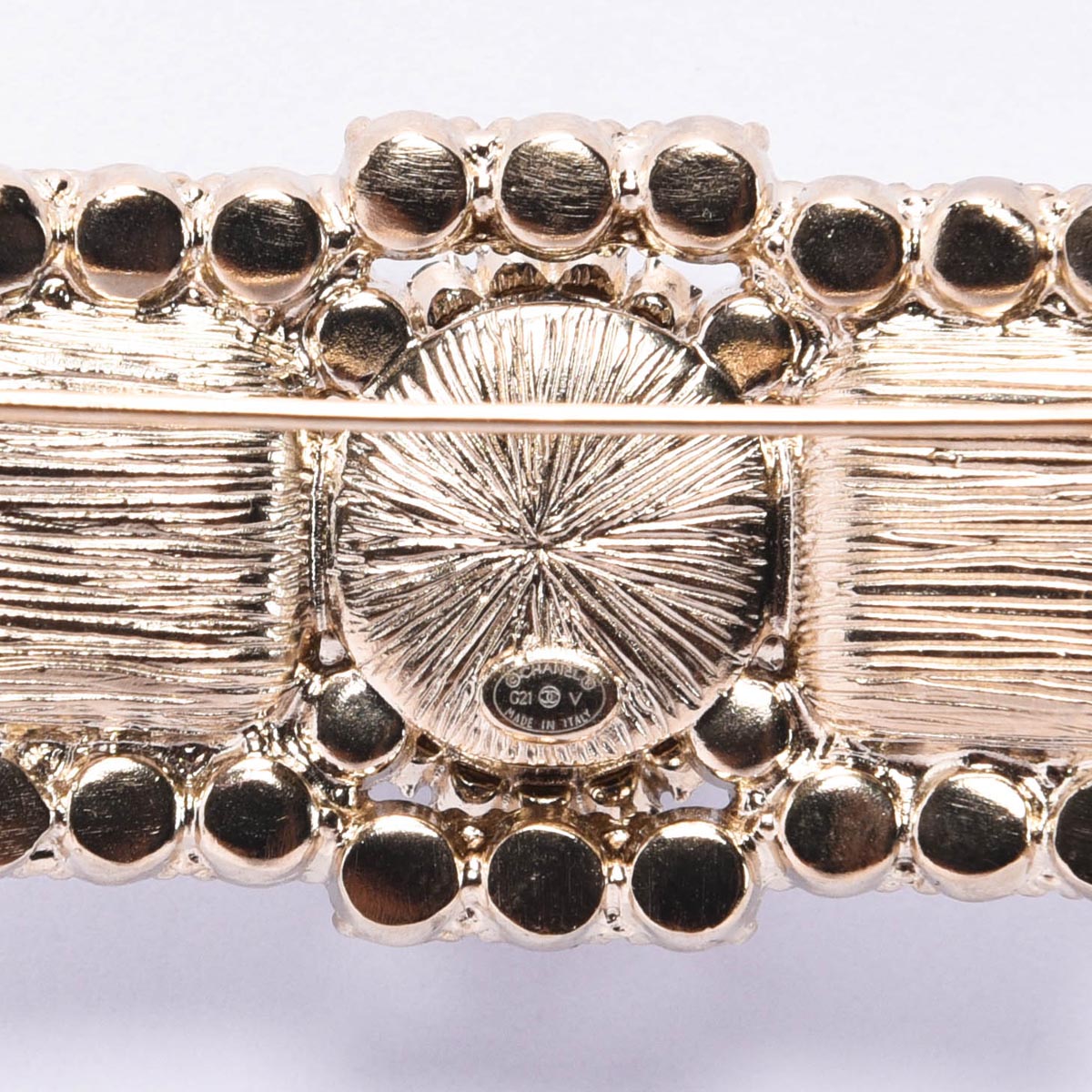 Chanel Pearl & Black Crystal CC Bar Brooch