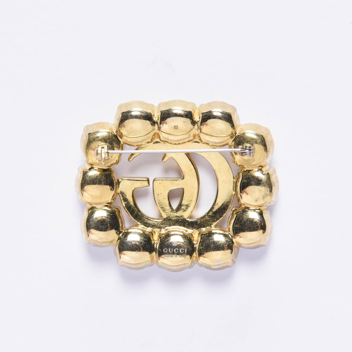 Gucci Gold Pearl GG Marmont Brooch