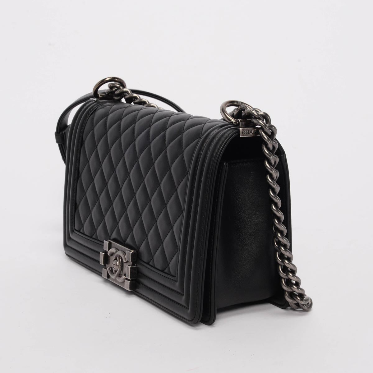 Chanel Black Quilted Lambskin New Medium Boy Bag