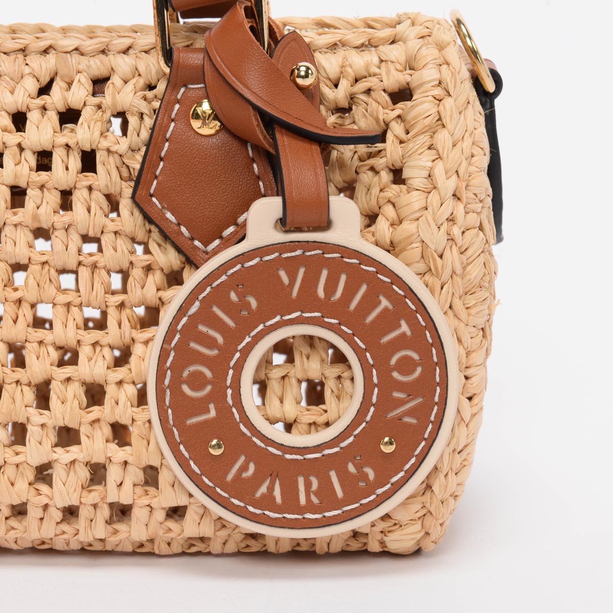 Louis Vuitton Tan Leather & Raffia Nano Speedy
