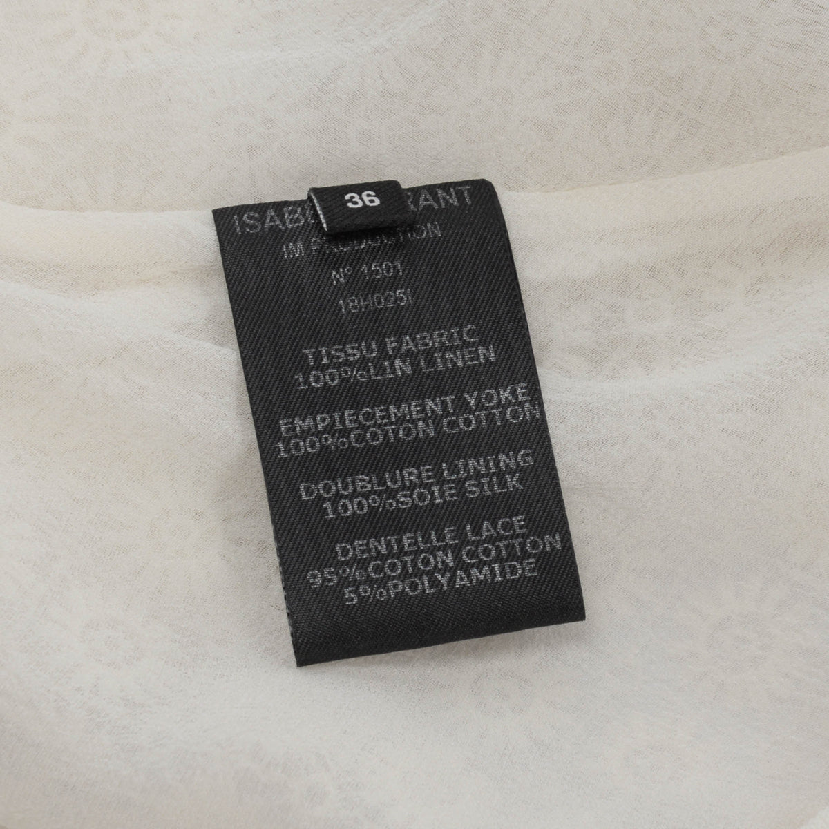 Isabel Marant Ivory Linen Floral Lace Detail Blouse FR 36