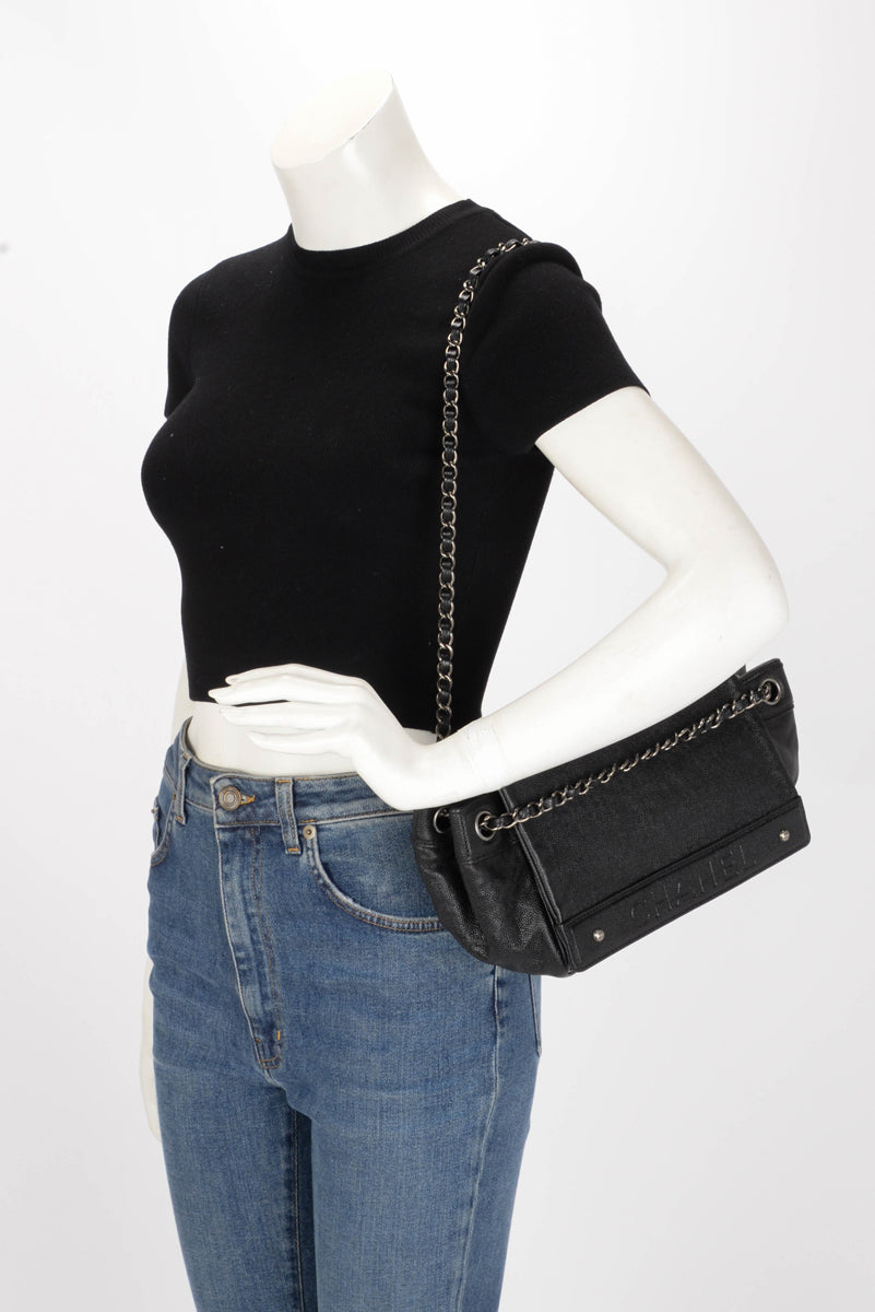 Chanel Black Caviar Outdoor Ligne Accordion Flap Bag