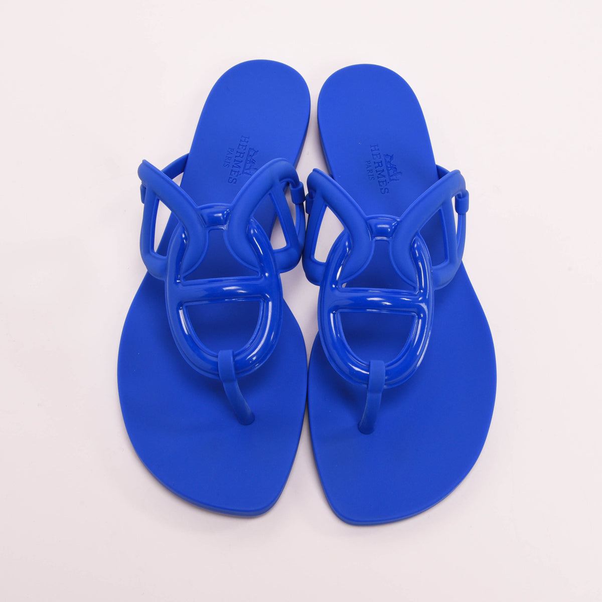Hermes Royal Blue Rubber Egerie Sandals 39