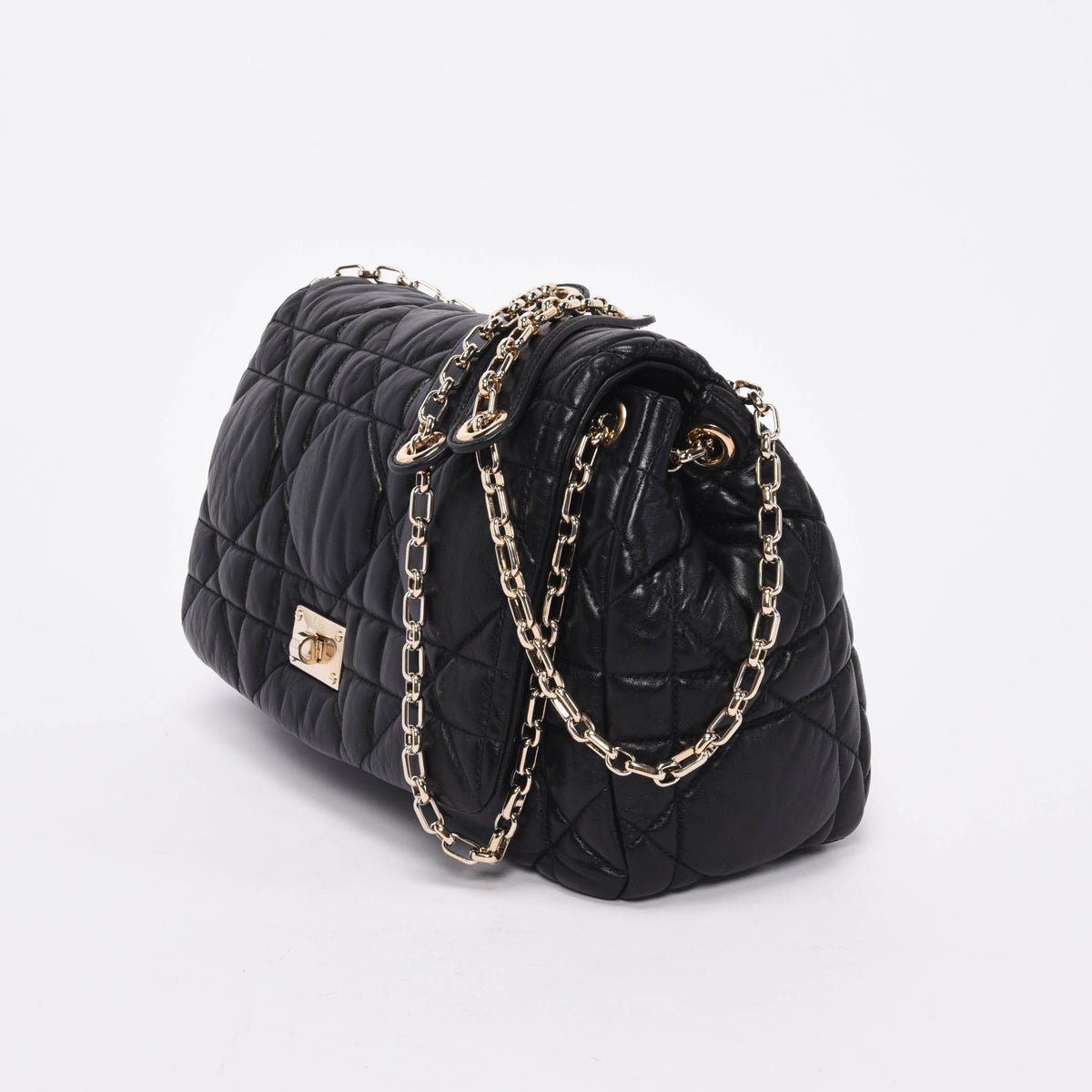 Dior Black Cannage Lambskin Milly La Foret Shoulder Bag