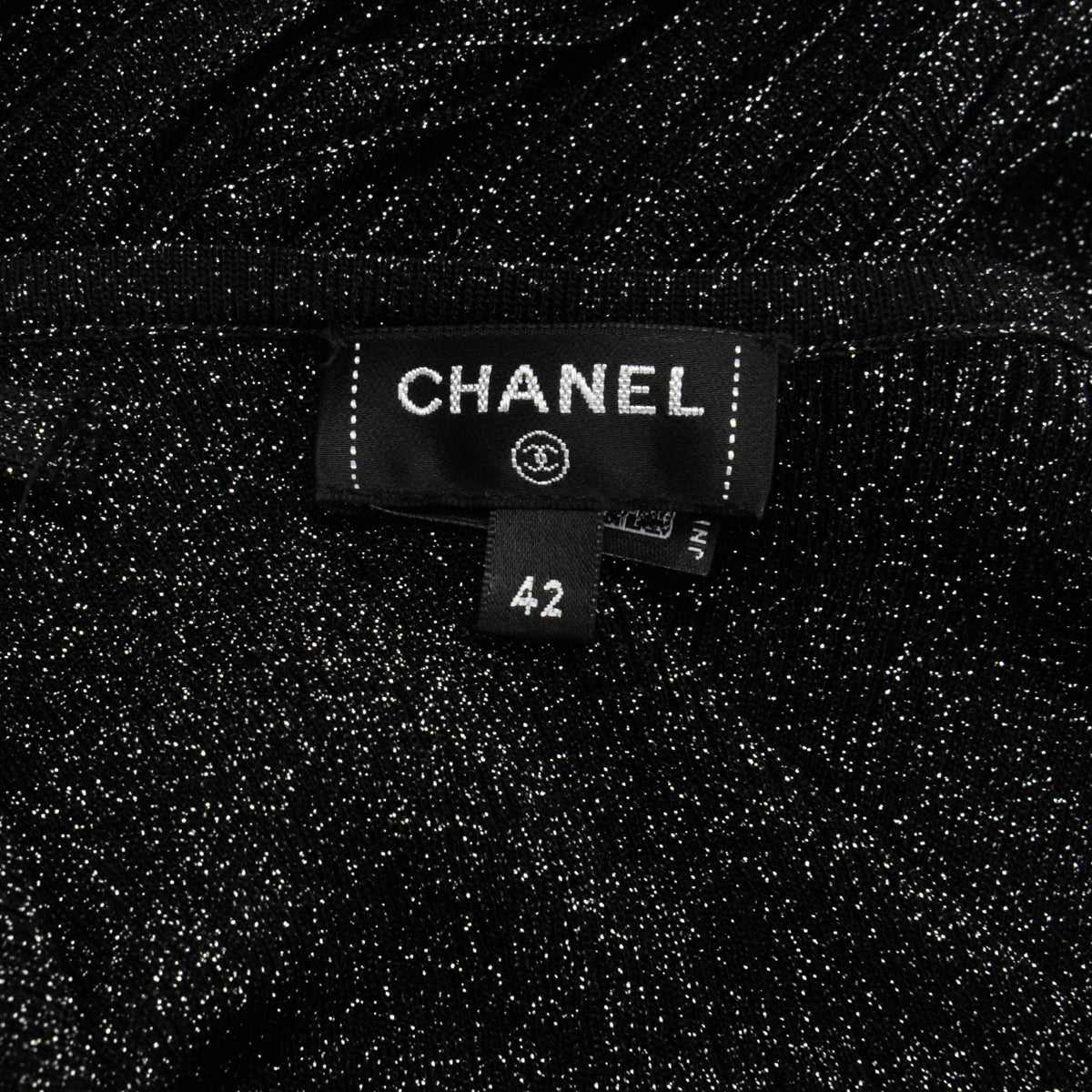 Chanel Gunmetal Glitter Fabric Pleated CC Maxi Dress FR 42