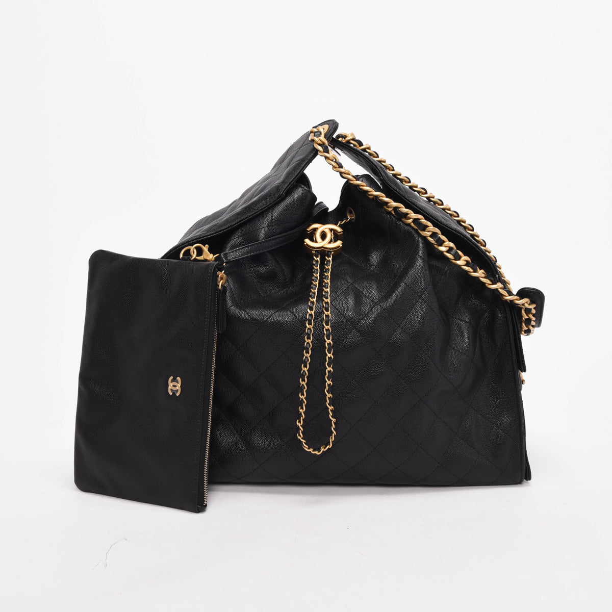 Chanel Black Caviar Large 25 Hobo Bag